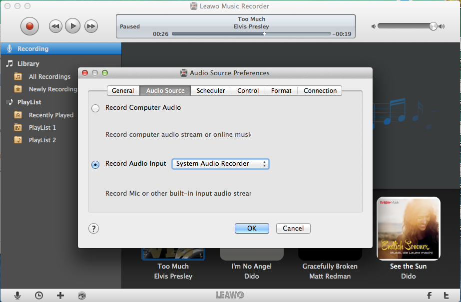 set audio source to record