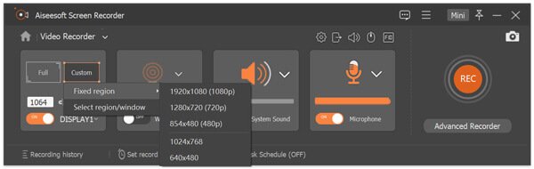select screen recording region